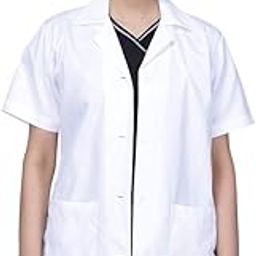 Doctor's Apron Lab Coat Half Sleeves - Unisex - White-32