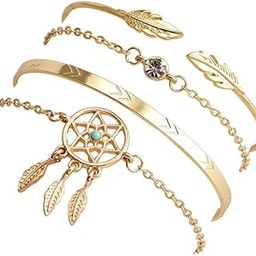 Set Of 4 Stylish Multilayer Crystal Bangle Charm Bracelet for Women (Golden) (rrsd10711b)-14
