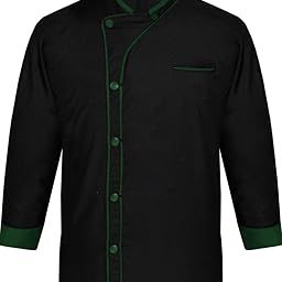 Full Sleeve Black Chef Coat Apron With Parallel Piping-image-44
