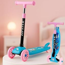 Storio Zipster Foldable Kick Scooter for Kids | Skating Cycle Style Scooter with Adjustable Handle & Foldable Design | Lightweight Ride-On Toy for Boys & Girls - Pink & Blue-11