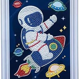 SHAKTISM Kuromi, Dino, Peacock, Car Diamond Painting Kit for Kids, DIY Art Craft with Frame, 17.5 x 17.5 cm (Space Diamond Painting)-picture-4