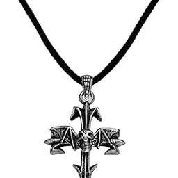 Rock Biker Jewellery Skull Head Wings Black And Silver Zinc Metal And Cotton Dori Pendant Chain For Men And Women SPn2022861-image-74