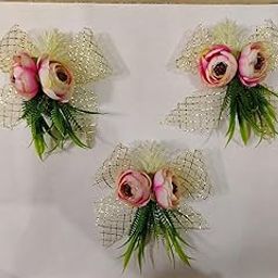 Handmade Artificial Flower Bunch for Hamper, Artificial Flower Brooch Hamper, Bunches for Decoration, Gifting, Trousseau Packing, Gifting (Pack of 6)-20