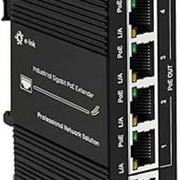 Mini Industrial Gigabit PoE Extender - 30W 10/100/1000Mbps One Input Four Output PoE Repeater, Din Rail & Wall Mount PoE Booster Compliant with IEEE 802.3at/af -40℃~+75℃-18