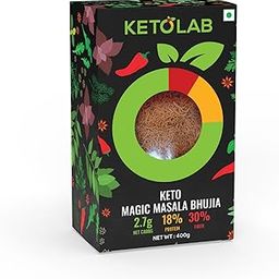 Ketolab Keto Bhujia (Magic Masala), 400 Gms (Pack of 2), 2.7g Net Carb & 18% High Protein/Serv, Identical to Regular Bhujia, Low Carb, High Fibre, Low GI, Keto Diet, Weight Loss, Diabetic Friendly-image-97