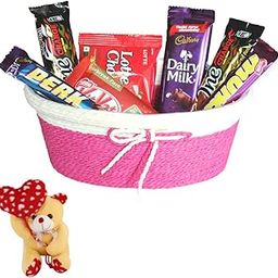 SFU E Com Fastive Chocolate Celebration Hamper | Valentine Heart Teddy Bear With Chocolate Combo | Valentine Chocolate Hamper | 114-39