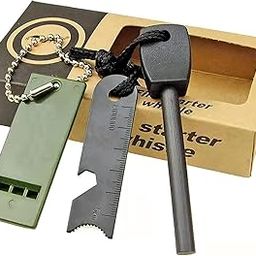 Kagbeni Fire Starter Stick with Striker Lanyard and Whistle Waterproof Flint Fire Stater Steel for Camping Hiking Backpacking Gear-image-15