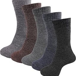 Men's Woolen Calf Length Solid Thick Terry Winter Wear Socks (Multicolor, Free Size) - Combo Pack of 5 Pairs-16