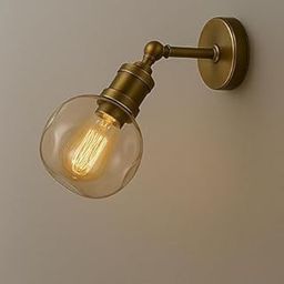 ALDAMIRA LIGHTING DECOR Vintage Industrial Loft Wall Lamp with Adjustable Glass Shade | Retro-Style Wall Light for Bedroom, Café, Hallway & Living Room (Pack of 2)-image-31