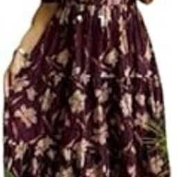 Stylish Blue Floral Print Midi Dress with Puff Sleeves, Cotton,-image-4