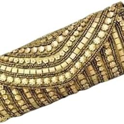 N.E.H.D. Designer Handmade Bridal Gold Clutch Purse Bag - Fancy Stylish Evening Bag with Elegant Embellishments for Weddings, Receptions, and Special Occasions Golden Color Pack of 1Pcs-image-12