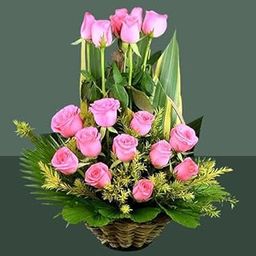 IFG's Beautiful Basket Arrangement of Pink Roses, 18 pcs Fresh Flowers - Same Day Delivery-image-39