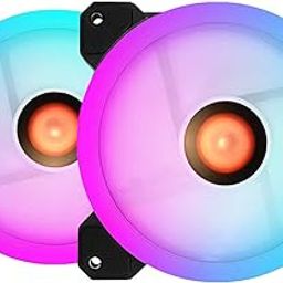 Entwino 2 Packs of 120mm RGB Gaming Cooling Fans, 14 Lighting Modes, 15 Blade Dual Light Loop LED, Quiet Computer Case Fans With 2 RGB Instances-image-1