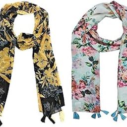 Printed Combo Scarfs for Girl's, Ladies and Women Light Weight and Soft Poly Cotton Fabric Scarves (Multicolor,S05-(Pack of 2)-image-18