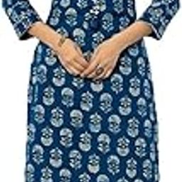 Women's Cotton Printed Straight Kurta with Palazzos Pant-image-89