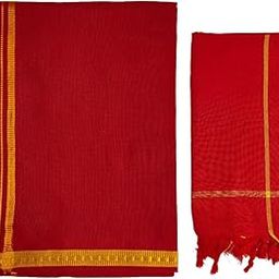 Mens Devotional Cotton Pentex Border Multicolour Dhoti (Pack of-1)-2.00 meters Single Madipu & Pooja Mudi Towel (Pack of 1)-30x60 inches|Temple wear|Pooja|Colour Combo Mundus|Vesti|Kaili|-image-32