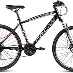 CROW - SPEEDLINER 21 Speed | 700 * 35C Hybrid | 21 Speed Gear Cycle | Dual Disc Brakes | Suspension Fork | HITENSILE Steel Frame | Ideal for Girls/Boys/Men-21