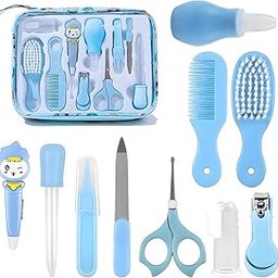 Jinila 10 In1 Baby Grooming Kit for New Born Kids Hair, Nail and Ear Grooming Tools Healthcare Accessories Set to Keep Infants and Toddlers Clean (Set of 1, Blue)-image-54