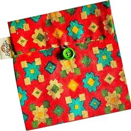 Oormika Multipurpose/Sanitary Napkin Pouch, Size 5.25 x 5.25 inches (Red Ethnic)-image-66