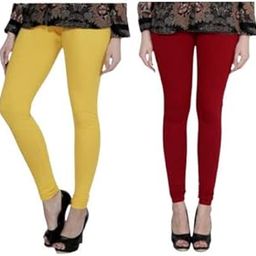 Women and Girls Slim Fit Full Length Leggings (Combo Pack of 3) Beige, Black & Orange (Leg_PT_13200-image-88