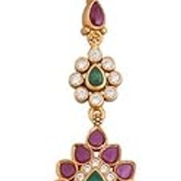 Fashion Jewellery Ruby-Green Gold Plated 92.5 Pure Silver Temple Maang Tikka-30