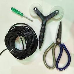 Mosquito Net Window Door Mesh Loading Rubber Beading 4MM | Double Wheel Sealing Roller | Window Extractor Hook | Multipurpose Scissor (10 Meter)-image-0