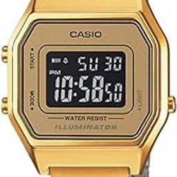 Vintage LA680WGA-9BDF Digital Multicolor Dial Unisex Watch Gold Metal Strap (D127)-37
