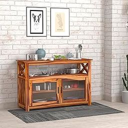 Amadora Crockery Cabinet & Sideboard for Kitchen in Solid Wood Sheesham (Rosewood) Size 100 x 40 x 83 CM (Honey Finish)-image-11