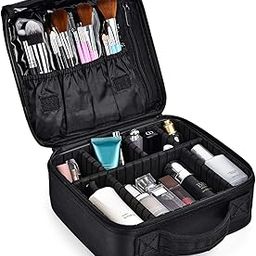 Travel Makeup Case Professional Cosmetic Train Cases Artist Storage Bag Make Up Tool Boxes Brushes Bags With Compartments Waterproof Detachable Vanity Organizer, Black, Medium, Basic-image-52