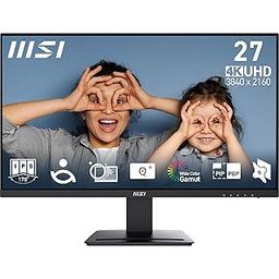 MSI PRO MP273U 27 Inch 4K UHD Office Monitor - 3840 x 2160 IPS Panel, PIP/PBP, Wide Color Gamut, Eye-Friendly Screen, Built-in Speakers, Tilt-Adjustable - HDMI 2.0b, DP (1.4a), EyesErgo, VESA-21