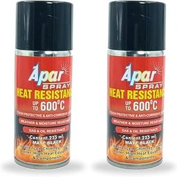APAR Heat Resistant Matt Black 600°C Spray Paint 225 ml (Pack of 2pcs) For High Heat Surface Like silencer, boiler,chimneys etc.-image-24