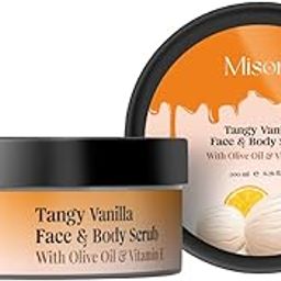 Misora Tangy Vanilla Face & Body Scrub with Olive Oil & Vitamin E | Deep Moisturizing Scrub for Soft, Glowing Skin | Gently Removes Dead Skin Cells, Tan, and Impurities | For All Skin Types | 200ml-27