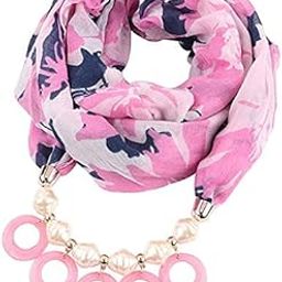 Women's Fashion Beads Pendant Scarf Necklace Stole Dupatta Stoles Muffler Wrap Scarves (Multicolor,S07)-image-8