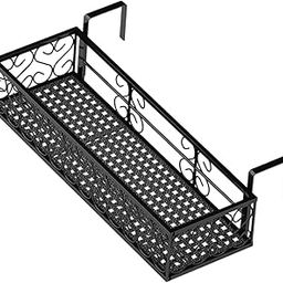CALANDIS Railing Planter Shelf Basket Iron Plant Stand for Patio Fence Garden 60cm-image-10
