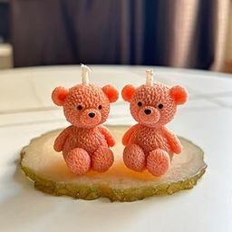 ESMY Teddy Bear Scented Candle | Vanilla | (Pack of 2) | Candle for Gifting, Birthday Candle-picture-3