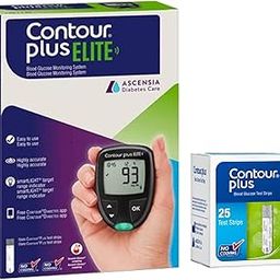 Contour Plus Elite Blood Glucose Monitoring System (with Bluetooth) | Glucometer with 25 Free Test Strips-0