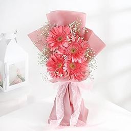IGP-Blushing Pink Bouquet (Fresh Flowers-Gerbera) For Special Occasion, Birthday and Anniversary Gifting-image-49