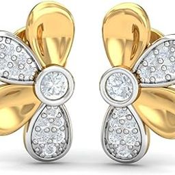 18KT Yellow Gold Diamond Floral Bloom Stud Earrings for Women-image-30