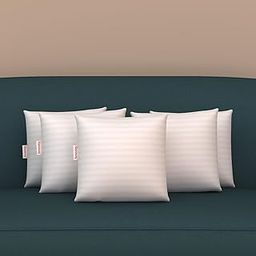 HAUSWAY Microfiber Square Cushion for Sofa & Bed | Soft, Fluffy for Comfort & Back Support | Breathable, Washable Cushion - White Stripe, Pack of 5 [16" x 16"]-image-27