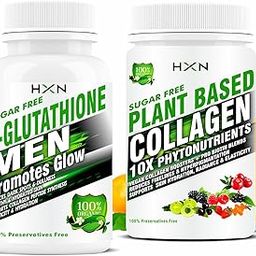 HXN Glutathione Tablets 1000mg And Collagen Supplements For Men With Biotin, Vitamin C, E, Hyaluronic Acid To Support Skin Whitening & glow-90 Tablet combo pack-0