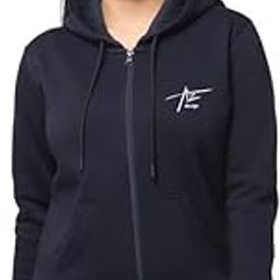 Winter Wear Printed Full Sleeve Zipper Hooded Fleece Sweatshirts for Women's (653 Logo Navy)-image-30