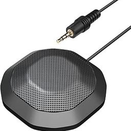 Portable 3.5mm Plug Conference Microphone 360� Omnidirectional Condenser Computer PC Mic Plug and Play Small Microphone for PC Laptop Video Conference Chatting Gaming Recording Online Class Skype-2