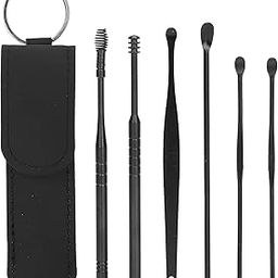 Premium 6-Piece Stainless Steel Ear Wax Removal Kit – Spiral & Spoon Ear Picks with Leather Storage Pouch – Reusable, Portable, and Safe Ear Cleaning Set for Home & Travel (Black)-image-29