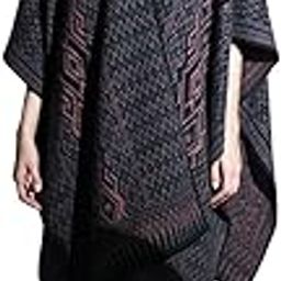 Women Rhodonite Aztec Patterned Cape (Navy Blue_Free Size)-image-13