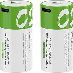 KP Original C Batteries, 1.5V Rechargeable C Size Batteries, 5000mWh C2 Rechargeable Battery, USB Type C Rechargeable Lithium ion C Cell Batteries (Pack of 2)-image-5