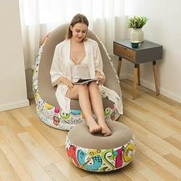 SOFTSOLD ENTERPRISE Inflatable Lounge Chair with Footrest 2-in-1 Air Sofa for Adults, Folding Portable Lazy Recliner with Pump for Indoor Living Room, Bedroom, Office, Outdoor Camping (Grey)-image-67