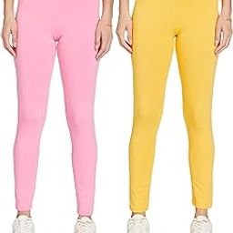Women's Straight Mid Rise Ankle Length Cotton Stretch Skinny Fit Leggings (Pack of 2)-image-8