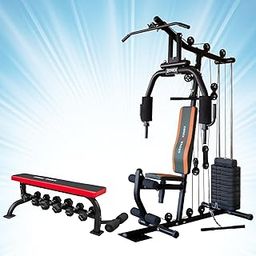 Zorex Fitness Home Gym Combo HGZ-1001 Multiple Muscle Workout Exercise Machine Chest Biceps Shoulder Back Triceps Legs for Men All in One Gym with ZF-106 Plain Bench/ D-Rack-1