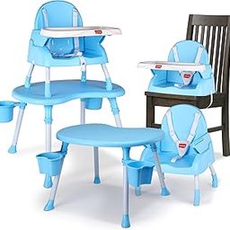LuvLap 4 in 1 Convertible Baby High Chair with 3 Point Safety Belts, High Chair, Low Chair, Booster Chair and Table for Baby, Removable & Washable Food Tray 6 Months+ (Blue)-image-60