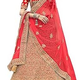 Women's Red Color Zari And Stone Work Satin Material Semi-Stitched Lehenga Choli Set-image-14